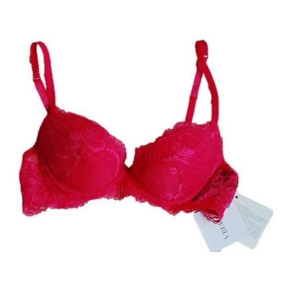 $188 LA PERLA ( 906295 ) Floral Lace PUSH-UP Begonia FUSCHIA Bra ( A36 )